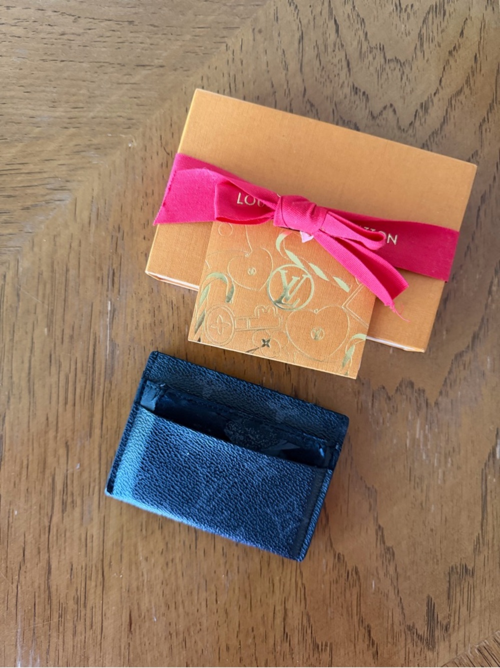 Louis Vuitton Black Leather Slim Card Case